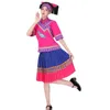 Stage Wear Traditional Miao Costumes For Women Chinese Folk Dance Hmong Embroidered Dress Vintage Asian Clothing