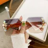 2024 Luxur Designer Off Luxury Designer Nya herr- och kvinnors solglasögon från Pearl Anti Ultraviolet Round Big Face Thin Ladies Elegant Fashion Glasses