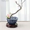 Vasi Stile giapponese Porta Ikebana Ceramica Forma di loto Ikebana Disposizione dei fiori Vaso Tavolo da tè Zen Kenzan Fiore Arte Strumento fisso L240309