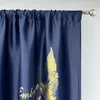 Curtain 1PC Gold Stamping Leaf For Living Room Navy Blue Drape Kids Baby Bedoom Window Study Shade Custom #E