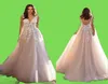 優雅なVネックビーチウェディングドレスバックレス3DフローラルアップリケドレースブライダルガウンTULLE VESTIDO DE NOVIA PLUS SIZE4560220