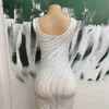 Urban Sexy Dresses Weißes langes Abendkleid 2024 mit Kristallen, seitlicher Schlitz, gerade, elastisch, für Damen, Hochzeit, Party, formelle Anlässe, auf Lager, L240309