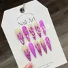 Handmade Long Coffin Press on Nails Glitter Reusable False Nails Suqare Artifical Acrylic Full Cover Nail Tips For girl XS S M L