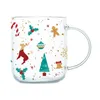 Mugs 450ml Christmas Glass Cup Teacup Creative Beverage Water Xmas Morning For Office Daily Using Cafe El Kitchen