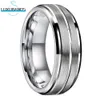 Bague en carbure de tungstène 8mm pour femmes homme tuyau coupé bords biseautés centre rainuré finition brossée bijoux Couple cadeau fiançailles 240307