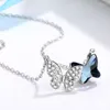 Colgantes PANJBJ 925 Sterling Silver Butterfly Crystal Kpop Collar para mujer Chica Simple Mujer Zircon Joyería Gota al por mayor