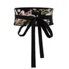 Embroidered Wide Waist Belt for Women Ladies Self Tie Wrap Around Obi Band Cinch Boho Fabric Belts Dress 240309