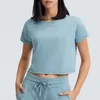 Camisetas de manga corta para mujer, sudadera, top corto sin mangas, entrenamiento deportivo, ropa de gimnasia femenina, ropa deportiva holgada para correr, traje de yoga, Tops de secado rápido