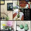 Vasos vaso de cerâmica cerâmica celadon arranjo de flores garrafa moderna estilo chinês decoração para casa artesanato sala de estar l240309