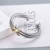 Bracelets Men Dy x Bracelet Sliver Gold Double ed Bracelet Bangle Jewelrys Wire Cross Women Fashion Trend Platinum Plated Col2710
