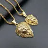 Collier avec pendentif tête de Lion en acier inoxydable 316l, bijoux Punk Hips Hops pour hommes, or 18 carats, incrustation de diamants, offre spéciale