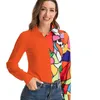 Bluzki damskie 2024 koszule kwiatowy druk Patchworka Koszulka z długim rękawem Moda Spring Summer Feale Clothing Top