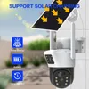 Podwójny obiektyw PTZ Solar Camera Ekrany Pir Human Tracking Outdoor Color Night Wi -Fi Security Surveillance IP