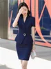 Summer Two Piece Set Women Suits Short Sleeve Blazer And Mini Skirt Elegant High Fashion Chic Lady 2 blazer Sets 240226