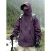 メンズスプリング高品質のハードシェルジャケットファッションウォータープルーフフード付き屋外登山バイク240227