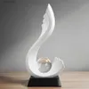 Decorative Objects Figurines Nordic Style Home Living Desk Decorations Abstract Irregular Wave Statue Crystal Ball Interior Cabinet Ornament Resin Sculptures T2