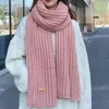 Lenços versátil lenço de inverno cor sólida estilo japonês de malha para mulheres à prova de vento aconchegante envoltório de pescoço com espessamento