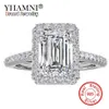 Yhamni Fashion 100% Oryginał Pure Silver 925 Pierścień Luksusowy Big 8 mm 5A 5A Cyrronia Pierścionki zaręczynowe Kryształowa biżuteria dla kobiet ZR999281H