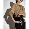 Damesblouses QWEEK Zonbestendig Transparant Chiffon Overhemd Dames Mesh Lange mouw Y2k Top Effen Losse blouse Koreaans Modieus Vest Voor