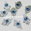 100pcs hamsa hand 사악한 눈 Kabbalah 행운 매력 보석 제작 팔찌 19x12mm211g 펜던트