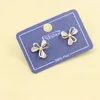 Stud Earrings ZFSILVER 925 Sterling Silver Fashion Cute Trendy Gold Stone Diamond-set Flower Jewelry For Women Charm Party Girls