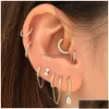 Navel Bell Button Rings 16Pcs Cz Nose Hoop Nostril Bendable Ring Zircon Cartilage Tragus Daith Earrings Septum Clicker Helix Conch Dhkfv