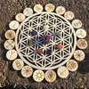 Livsblomma Träkristall Grid Board Sacred Geometrical Chakra Wall Art Decoration Spiritual Home Decor for Yoga/Meditation 240223