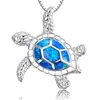 Collana con pendente tartaruga marina opale blu riempito in argento di nuova moda per donne regalo di gioielli da spiaggia oceanica con animali femminili228l