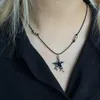 Naszyjniki wiszące wszechstronne gwiazdy naszyjnik gotycki pentastars łańcuch obojczyka punkowy choker ornament dla kobiet dziewczęta kropla