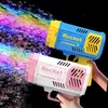 Gun Toys 40 hole electric rocket bubble gun automatic blow molding soap making machine childrens toys outdoor wedding fantasy toys boy game gifts T240309