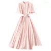 Robes sexy urbaines Princesse Kate Designer Mode Femmes Été Robe Midi Élégante Gentlewoman Party Casual Bureau Rose Drop Livraison Dhbdx