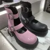 Chaussures décontractées Chunky Bout rond Mary Jane Plate-forme Muffin pour femmes évidée Roman Single Shoe Zipper Boucle de ceinture High Top Cool Boots