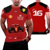 Мужские футболки 2024, новый сезон, мужская футболка, летняя гоночная команда Формулы-1, женская одежда, топы F1 Charles Leclerc # 16 # 55, детские футболки