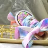 Casuale lecca-lecca arcobaleno caramelle tela simulazione fai da te bambini perle scarpe da ginnastica per ragazza festa di compleanno bambole fatte a mano bling scarpe 240223