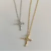 Pendant Necklaces Fashion Stainless Steel Women Crystal Zircon Cross Necklace For Girl Chain Punk Party Jewelry