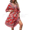 Amazons Bestseller Wish Foreign Trade Damenbekleidung Bohemian-Print-Kleid Independent Station Neuer Urlaubs-Strandrock