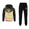 Primavera outono moda masculina agasalho retalhos cor hoodie roupas conjunto de corrida esportiva jogger masculino 2 peça 240228
