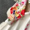 Casual jurken Mode Runway Bloem Vakantiejurk Dames Revers Lange lantaarnmouwen Enkele rij knopen Bloemenprint Riem Feestjurk 2024