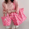 Hylhexyr розовая леопардовая сумка на плечо женская большая вместительная повседневная женская милая холщовая сумка сумка-ведро 240306