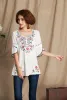 Skjortor 2021 Vintage 70 -talets mexikanska blommor broderier Boho kvinnor hippie blus kvinnor tunika mjuk bomull sommartröjor toppar blusa mujer