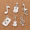 Note Music Theme Treble Clef Eighth Guitar Charm Beads 120pcs lot Antiqued Silver Pendants Jewelry DIY LM413039