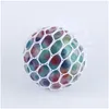 Brinquedo de descompressão 5.0cm Colorf Beads Malha Squish Uva Bola Fidget Brinquedo Anti Ventilação Squishy Balls Squeeze Brinquedos Descompressão Ansiedade R Dhzfk