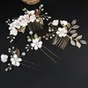 Hair Clips Wedding Pearl Rhinestone Flower Combs Bride Hairpin For Women Bridal Accessories Hairband Jewelry