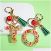 Tassel Christmas Bells Colorf와 Key Rings 패션 레터 체인 26 영어 초기 수지 핸드백 키링 액세서리 DHQ1O