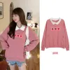 Felpe Harajuku Felpe Kawaii fragola simpatico cartone animato stampato felpe donna coreana stile giapponese felpa con cappuccio Streetwear Sudadera Mujer