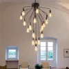 Escada loft villa lustre de teto ferro americano led lâmpada do teto sala estar retro luzes pingente decorações para casa lustre