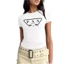 24 Zomer Dames T-shirt Wit Korte mouwen Casual Rode onderkant Navel Top O-hals T-shirt Dames Eenvoudig Elastisch Slim Fit 02