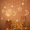 Star Moon Curtain Garland String Light Aid Eid Mubarak Ramadan Decoration for Home Islam Muslim Arabic Party Supplies Decor 240301