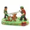 Grappige volwassen collectie Retro Wind-up speelgoed Metal Tin Saw houtbewerking zager man Mechanisch uurwerk speelgoedfiguren model kindercadeau 240307