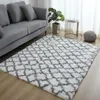 Tapis moderne pour salon, grand tapis doux en peluche à poils longs, pour chambre à coucher, tapis de sol antidérapant, chambre d'enfant, blanc, gris, 313l